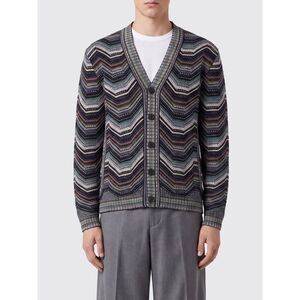 Missoni Men Missoni Multicolour Zig-Zag Wool Blend Slim Fit V-Neck Cardigan